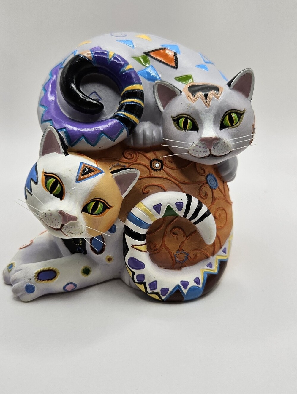 Kleo Kats #13024 Kuddlekats Multicolor Decorative Cat Figurine with Green Eyes